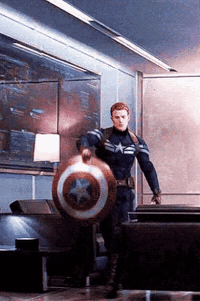 Captain America Holding Shield In Room GIF