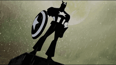 Captain America Silhouette Holding Shield In Rain GIF