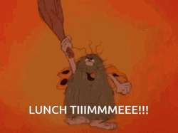 Captain Caveman Stomping And Excited For Lunchtime GIF