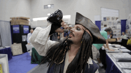 Captain Jack Sparrow Drinking Empty  GIF