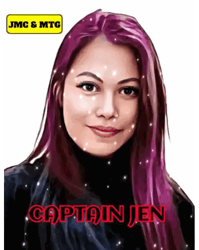 Captain Jen Purple Hair Woman Sticker