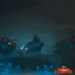 Captain Marvel Flying Laser Eyes GIF