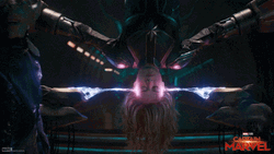 Captain Marvel Hanging Upside Down GIF