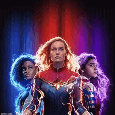 Captain Marvel Movie Poster With Three Women GIF