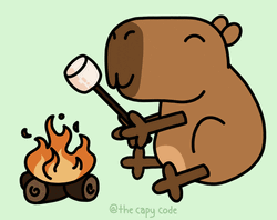 Capybara Roasting Marsmallow Animation GIF
