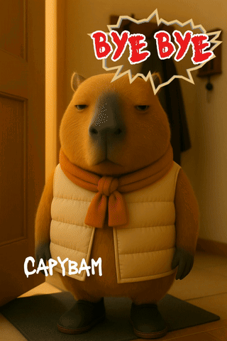 Capybara With Bye Bye Above GIF