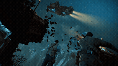 Car Crashing Into Mountain Scene GIF