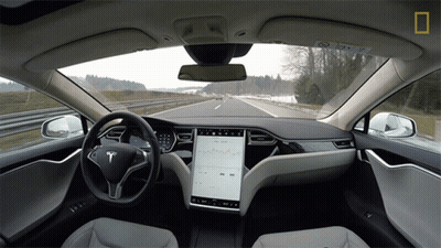 Car Driving At Night With Lights On GIF