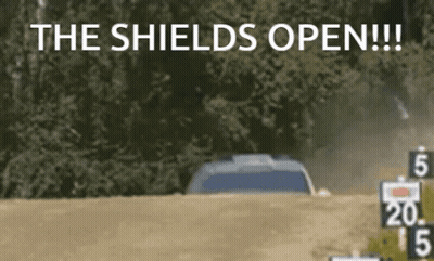 Car Driving Down Dirt Road Shields Open GIF