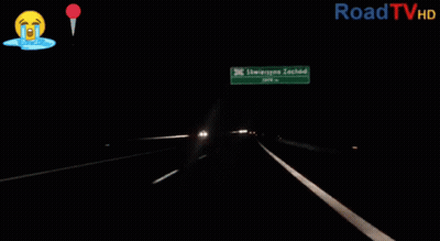Car Driving Down Highway At Night Road TV HD GIF