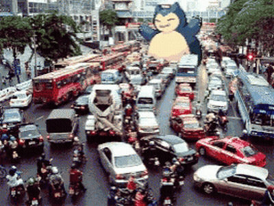 Car Driving Down Highway Next To Semi Truck Saying When There's Traffic And You Have To Get To Work GIF