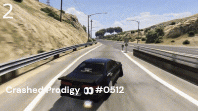 Car Driving Down Highway Saying Crashed Prodigy GIF