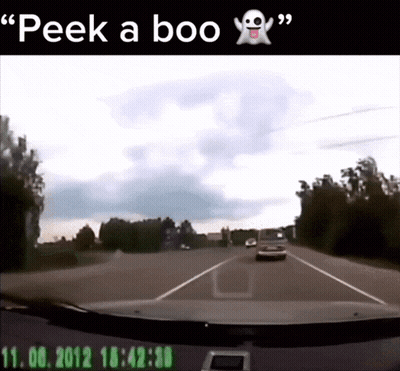 Car Driving Down Road Peek A Boo GIF