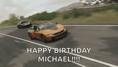 Car Driving Down Road Saying Happy Birthday Michael GIF