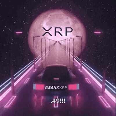 Car Driving Down Road With Full Moon And XRP GIF