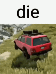 Car Driving Off Cliff And Getting Damaged GIF