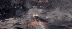 Car Driving Off Cliff Moon Fall GIF