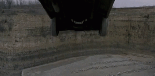 Car Driving Off Cliff Underside View GIF