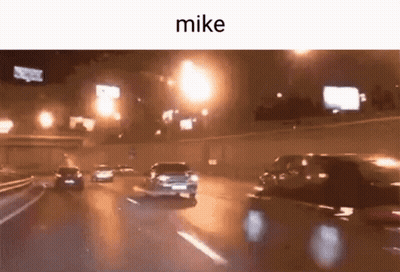 Car Driving On Highway At Night Saying Mike GIF
