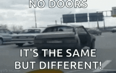 Car Driving On Highway No Doors Same But Different GIF