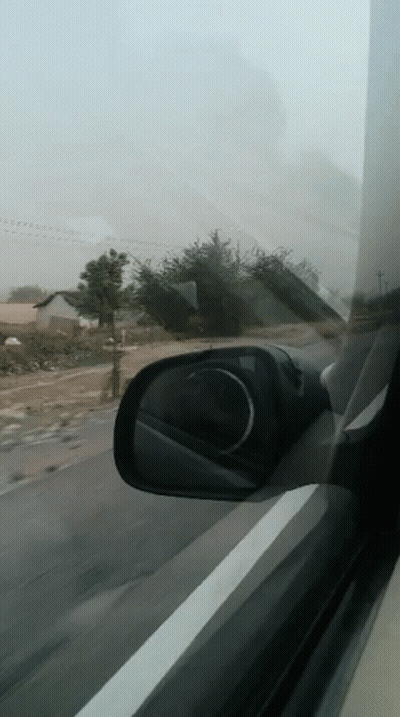 Car Driving On Highway Rear View Mirror GIF