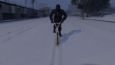 Car Driving On Snowy Street Past Rockford Hill Sign GIF