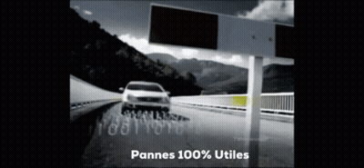 Car Driving Past Pannes 100% Utiles Sign GIF