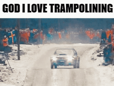 Car Driving Snowy Road God I Love Trampolining GIF