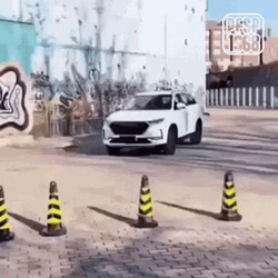 Car Driving Traffic Cones Optical Illusions GIF