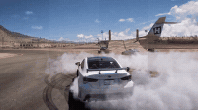 Car Driving With Plane And Letter H On Tail GIF