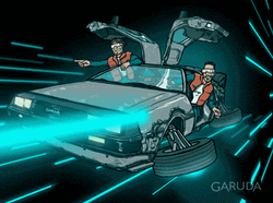 Car Flying From Animated Back To The Future GIF