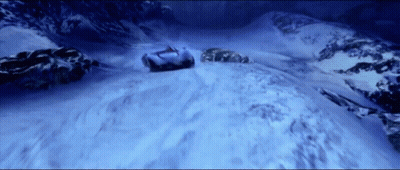 Car Going Down Snow Covered Hill GIF