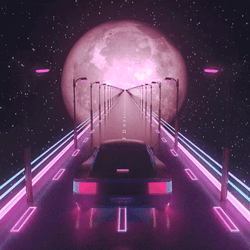 Car Going To Purple Aesthetic Moon GIF