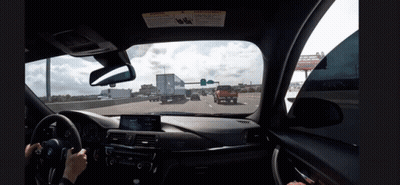 Car Interior With Warning Sign On Visor GIF