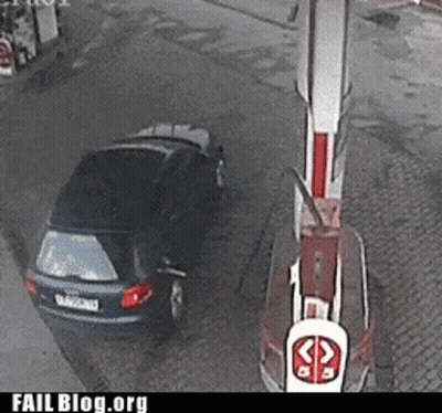 Car Parked At Fail Blog Gas Pump GIF