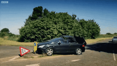 Car Parked Beside Give Way Sign GIF