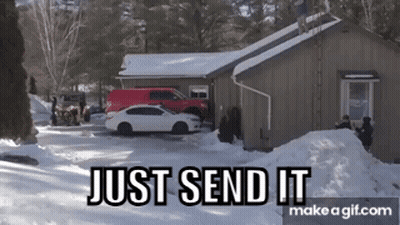Car Parked In Front Of Snowy House Just Send It GIF