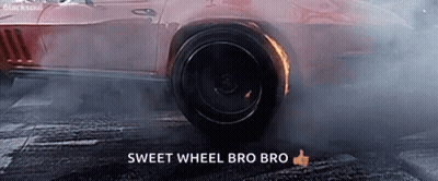 Car With Burning Tire And Smoke GIF
