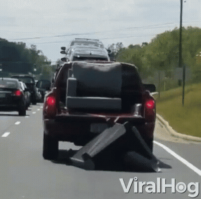 Car With Couch In Back Driving Down Highway Viralhog GIF