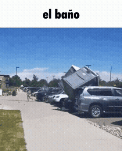 Car With El Bano Written Above GIF