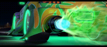 Car With Green Flame From Exhaust Pipe GIF