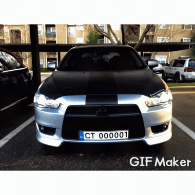 Car With License Plate CT 000001 Parked GIF