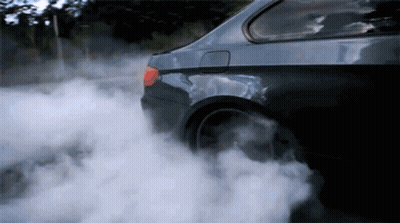 Car With Smoke From Tire