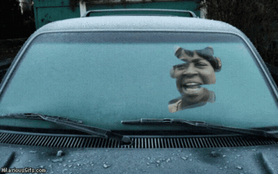 Car With Woman On Windshield Says Hilariousgifs GIF