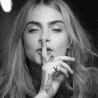 Cara Delevingne Quiet Hand Sign GIF