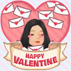 Card Girl Happy Valentines Day