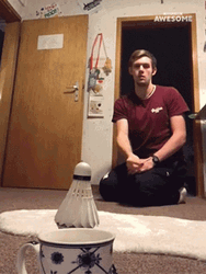 Card On Cup Bad Aim GIF