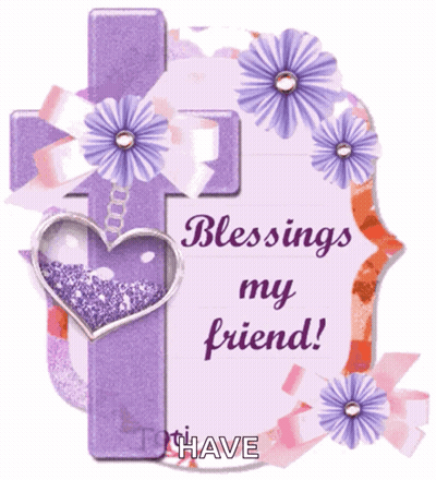Card Saying Blessings My Friend With Purple Cross GIF
