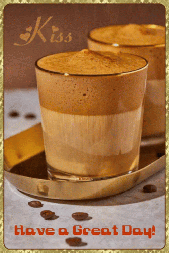 Card Saying Have A Great Day With Two Coffee Cups GIF