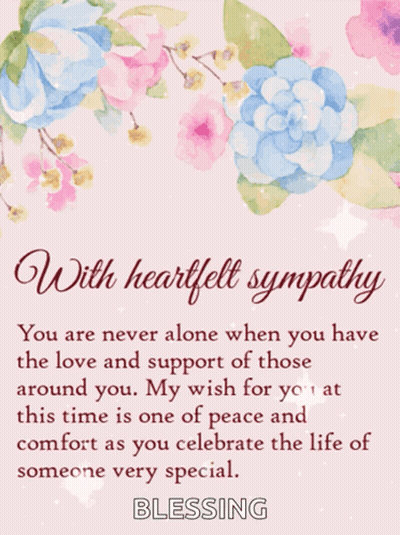 Card With Flowers And With Heartfelt Sympathy GIF